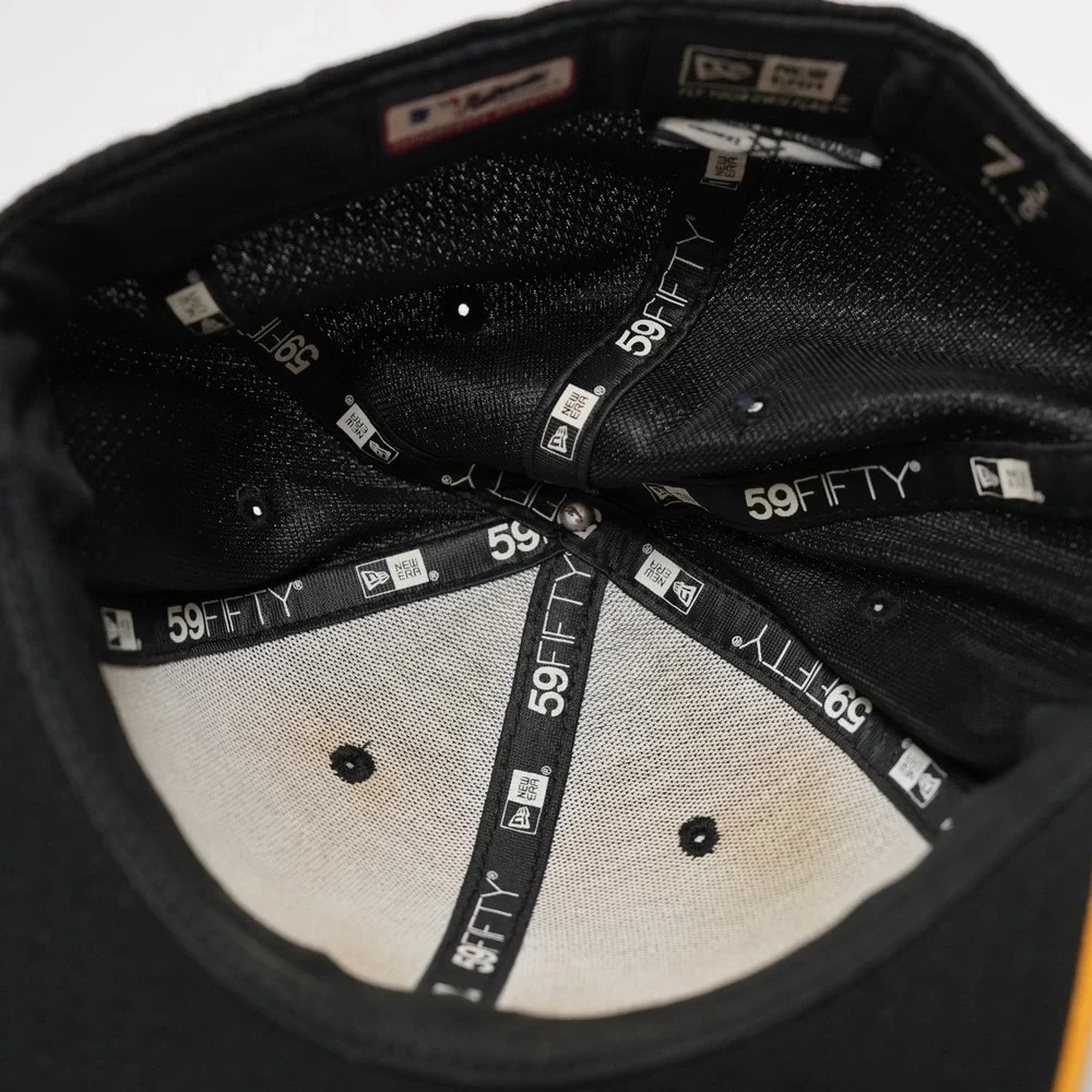 New‎ Era 59FIFTY Pittsburgh Pirates Hat Fitted Size 7 3/8 Black Yellow MLB